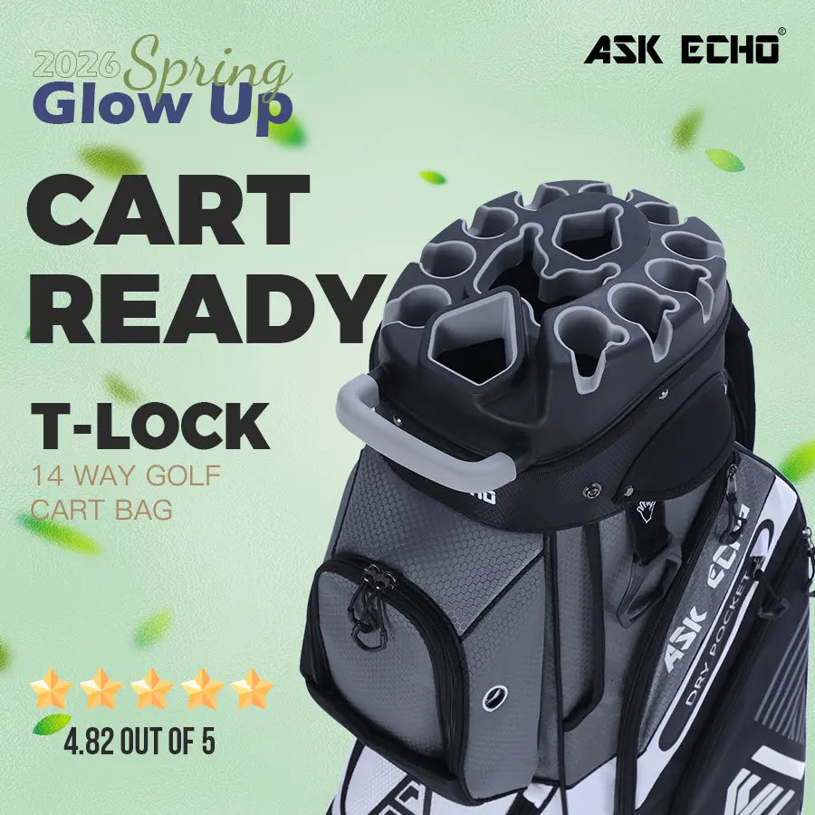 ASK ECHO T-LOCK 2.0 14-Way Golf Cart Bag, Quiet Organizer Dividers, Premium Storage Golf Bag
